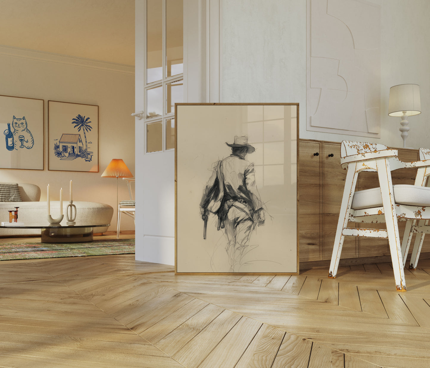 Lone Cowboy Sketch Poster