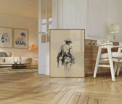 Lone Cowboy Sketch Poster