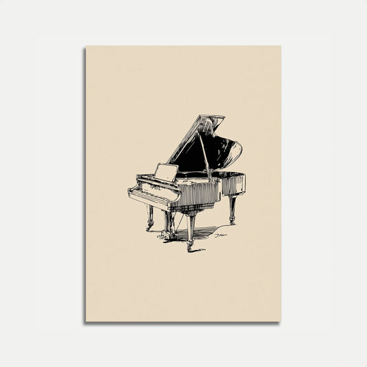 Grand Piano with Laptop Poster