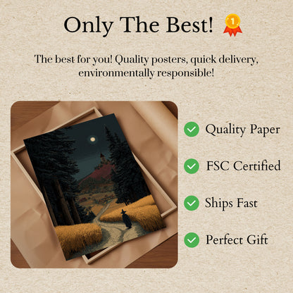 Moonlit Castle Mountain Poster