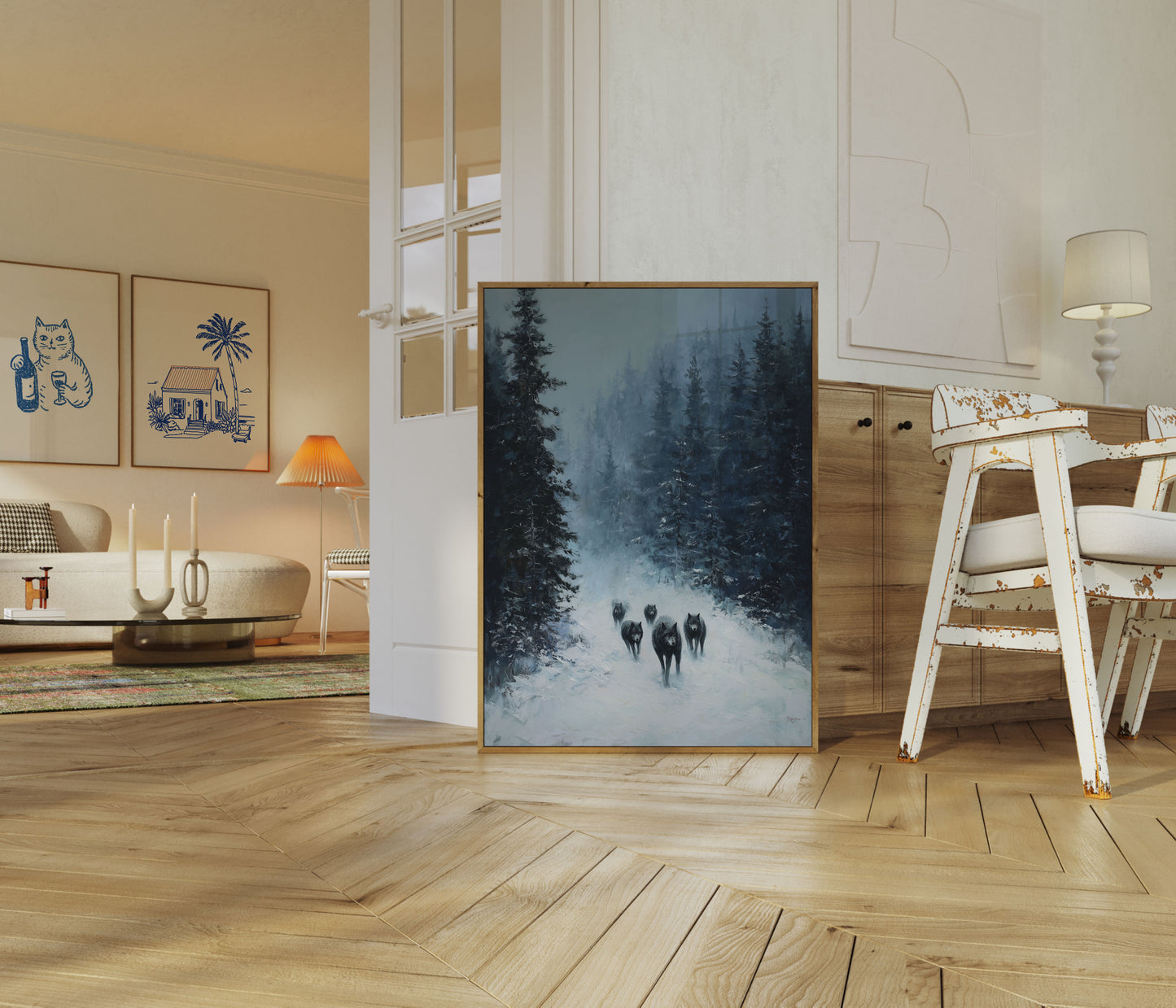 Wolf Pack in Winter Forest Poster