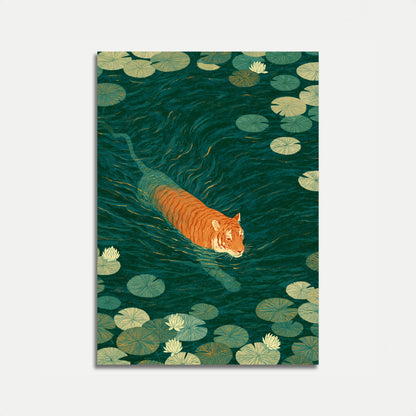 Tiger Svømmer i Liljedam Plakat