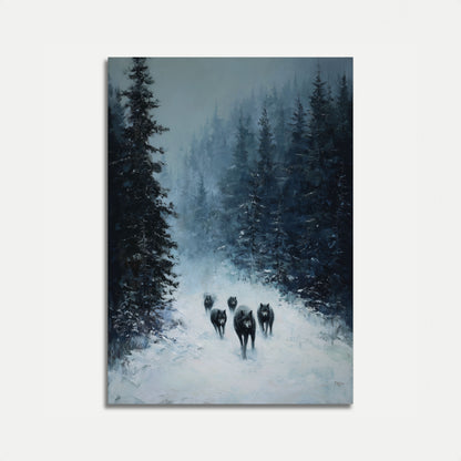 Wolf Pack in Winter Forest Poster