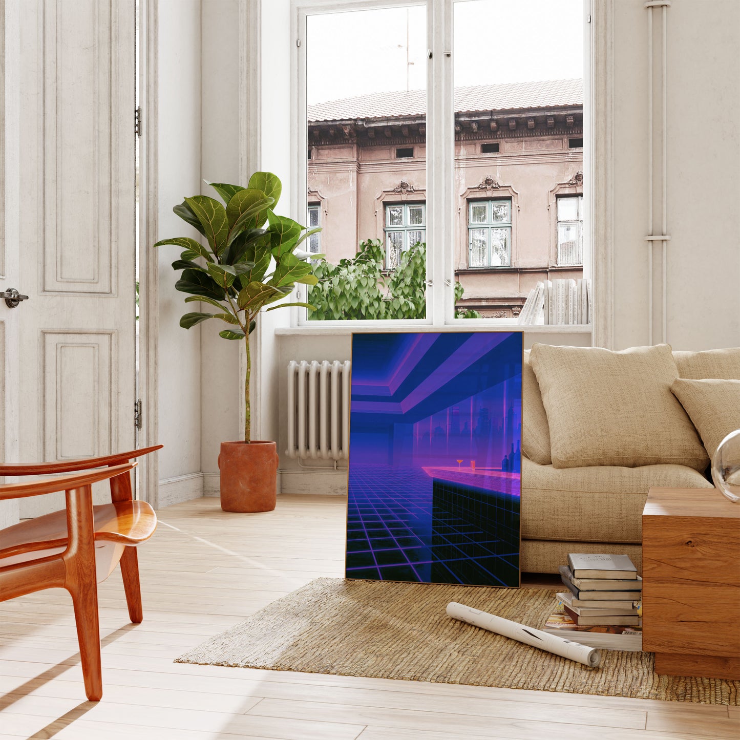 Neon Cityscape Nightlife Poster
