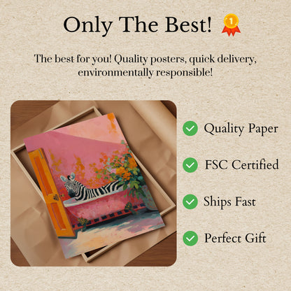 Kunstposter voor bij de badkamer: Zebra