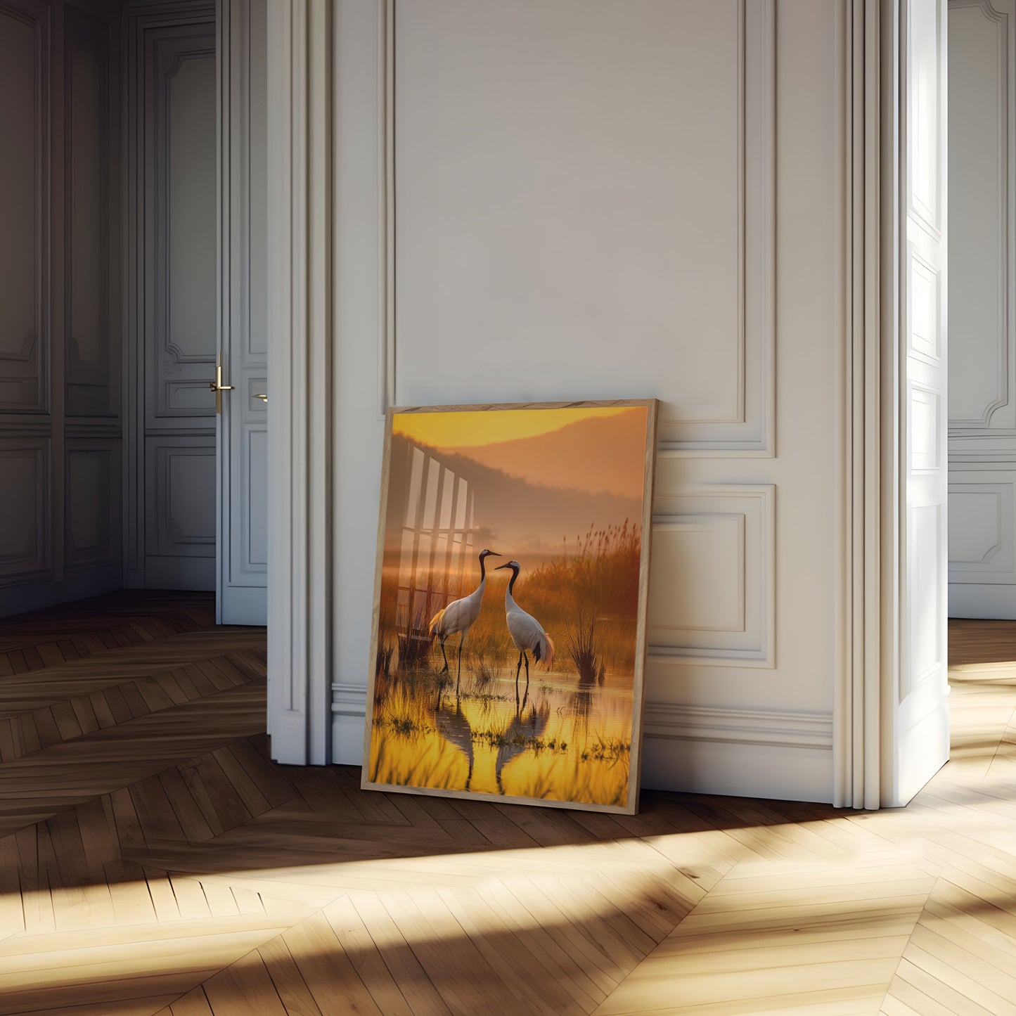 Elegant Cranes at Sunset Poster