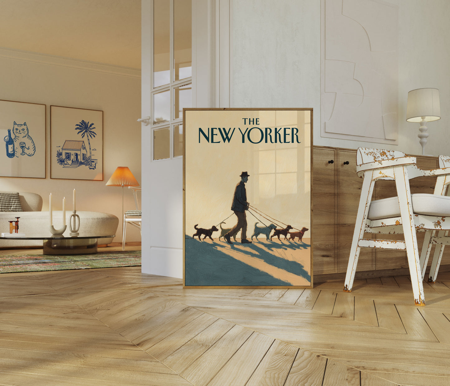 Dog Walker New York Sunset Poster