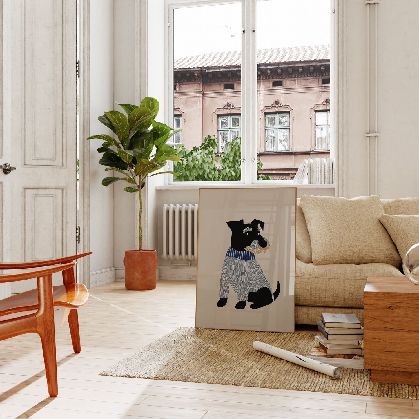 Dapper Dog in Blue Poster