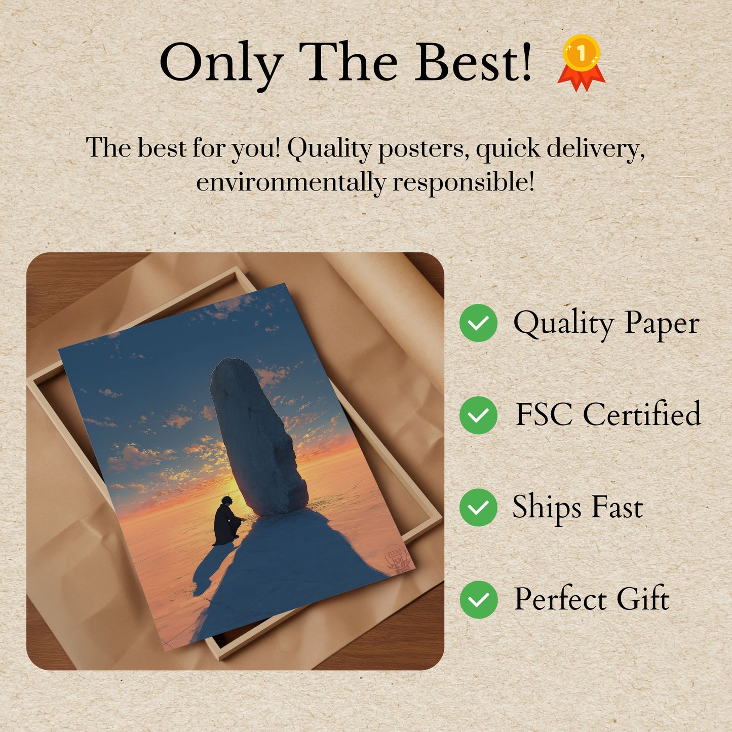 Solitary Stone Sunset Poster