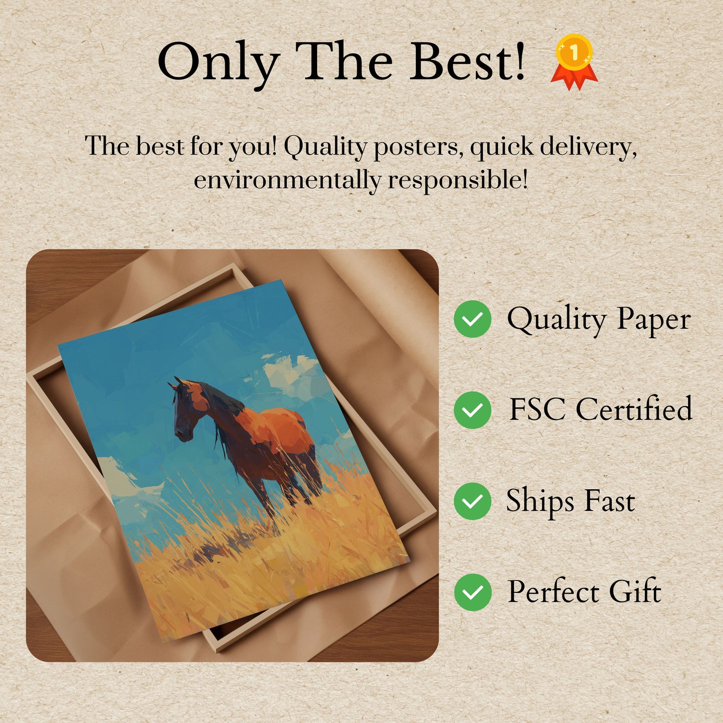 Solitary Stallion Prairie Poster