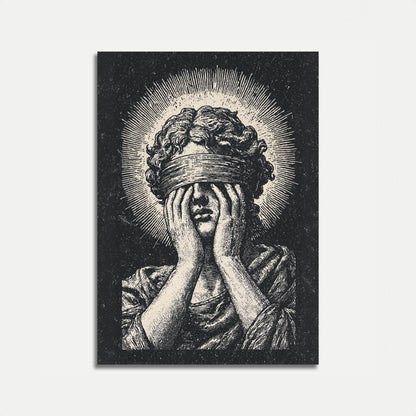 Blindfolded Head with Crown Poster