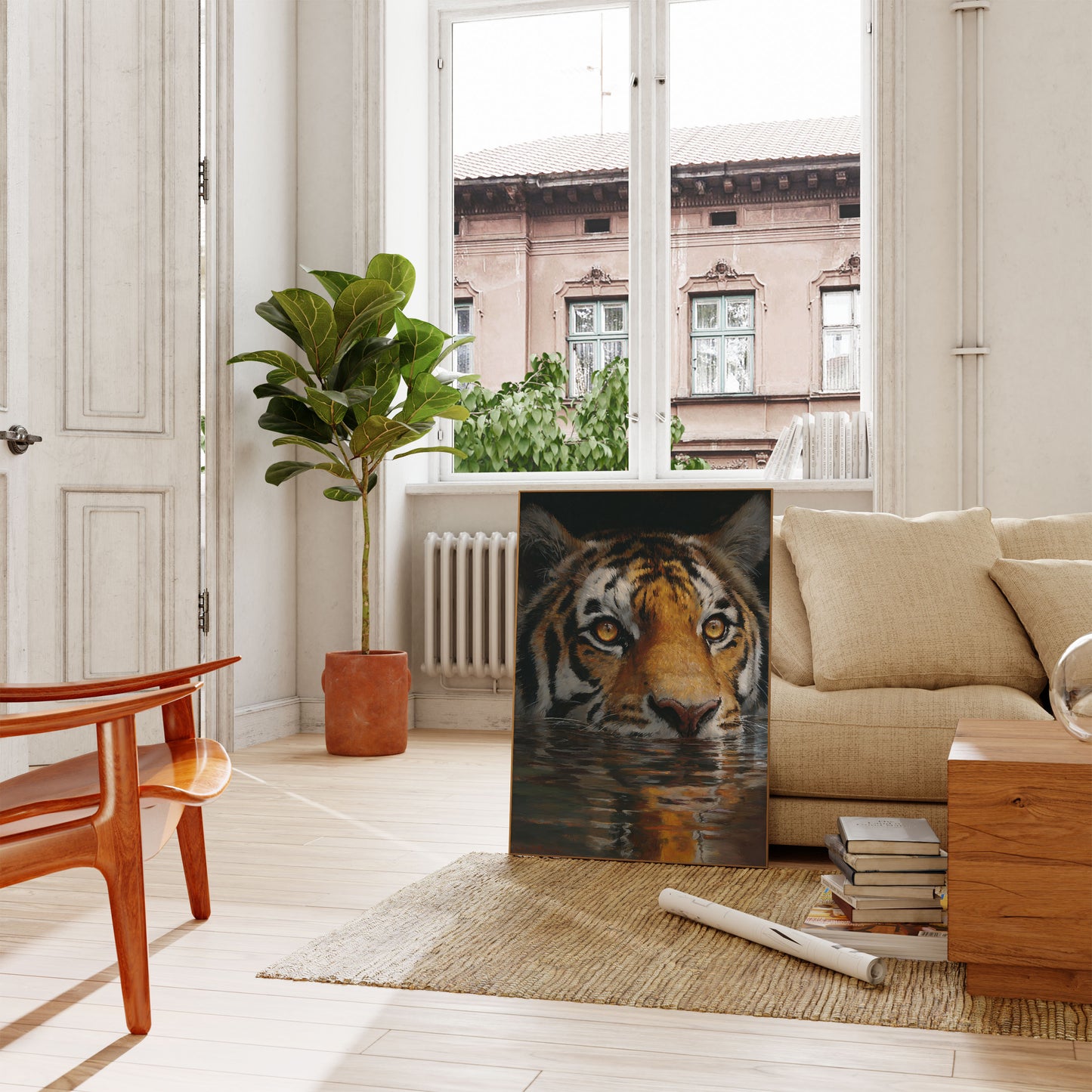 Poster di Tigre che Nuota in Acqua