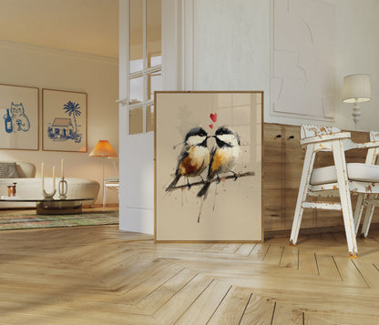 Lovely Lovebirds Watercolor Poster