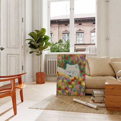 White Bear in Flower Garden Poster