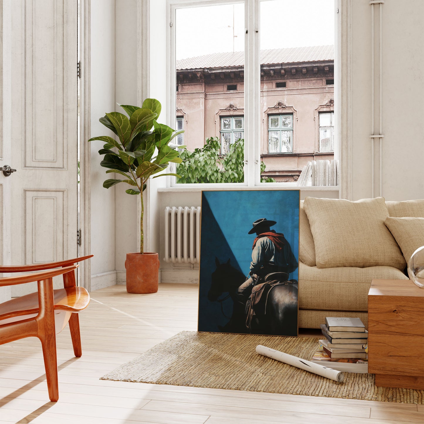 Lone Cowboy Blue Shadow Poster