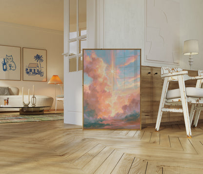 Heavenly Light Divine Cross Poster