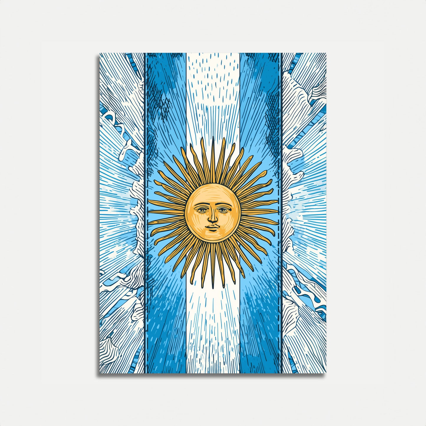 Argentine Flag Sun Burst Poster