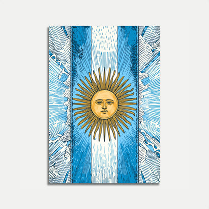 Argentine Flag Sun Burst Poster