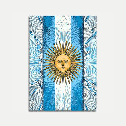 Argentine Flag Sun Burst Poster