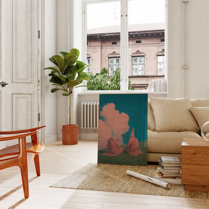 Mystical Gnomes Contemplating Clouds Poster