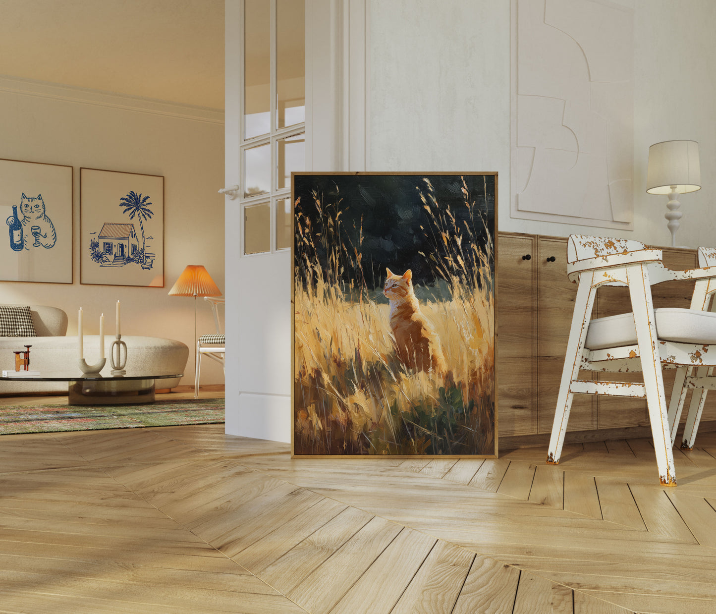 Ginger Cat in Golden Fields Poster