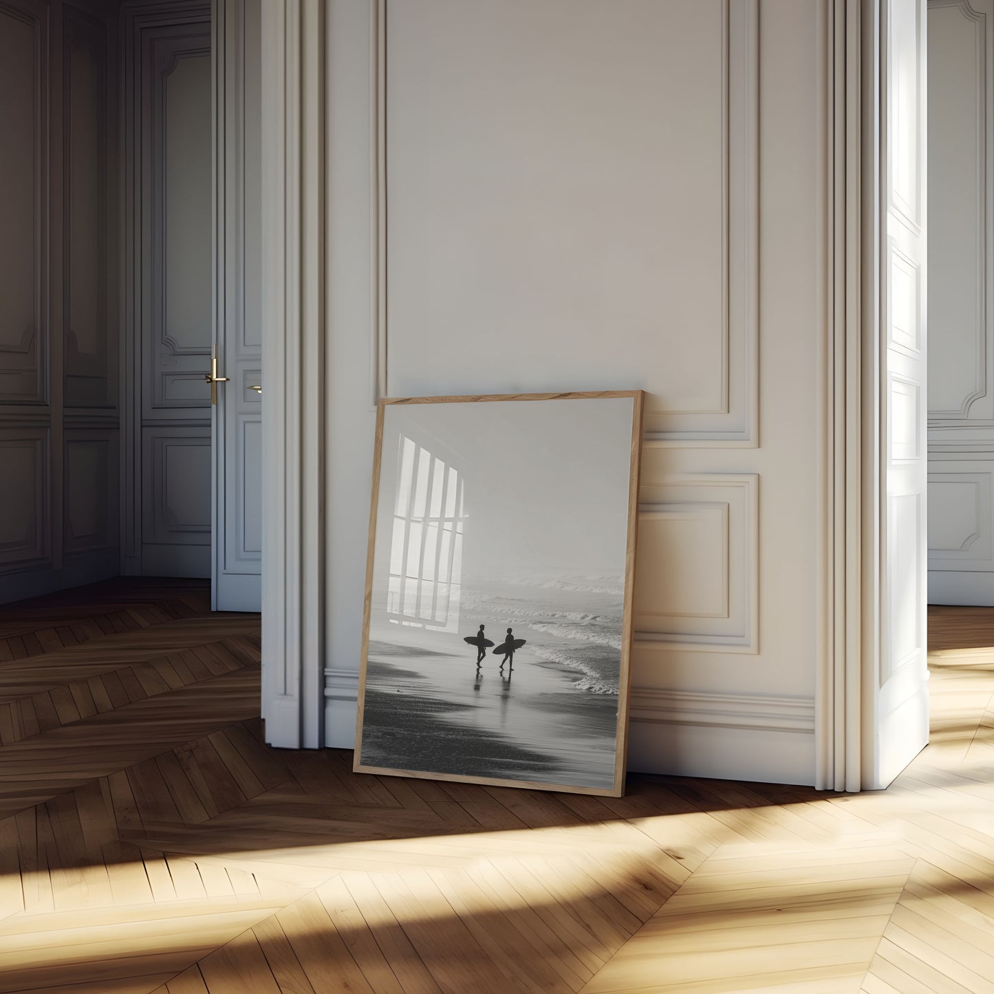 Cartel de Surfistas Entrando al Océano