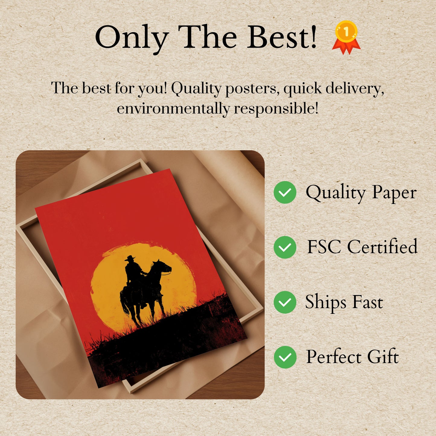 Sonnenuntergangs-Cowboy-Reiter-Poster