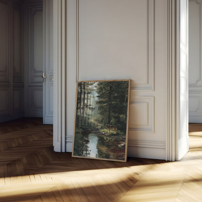 Lone Wolf Forest Stream Poster