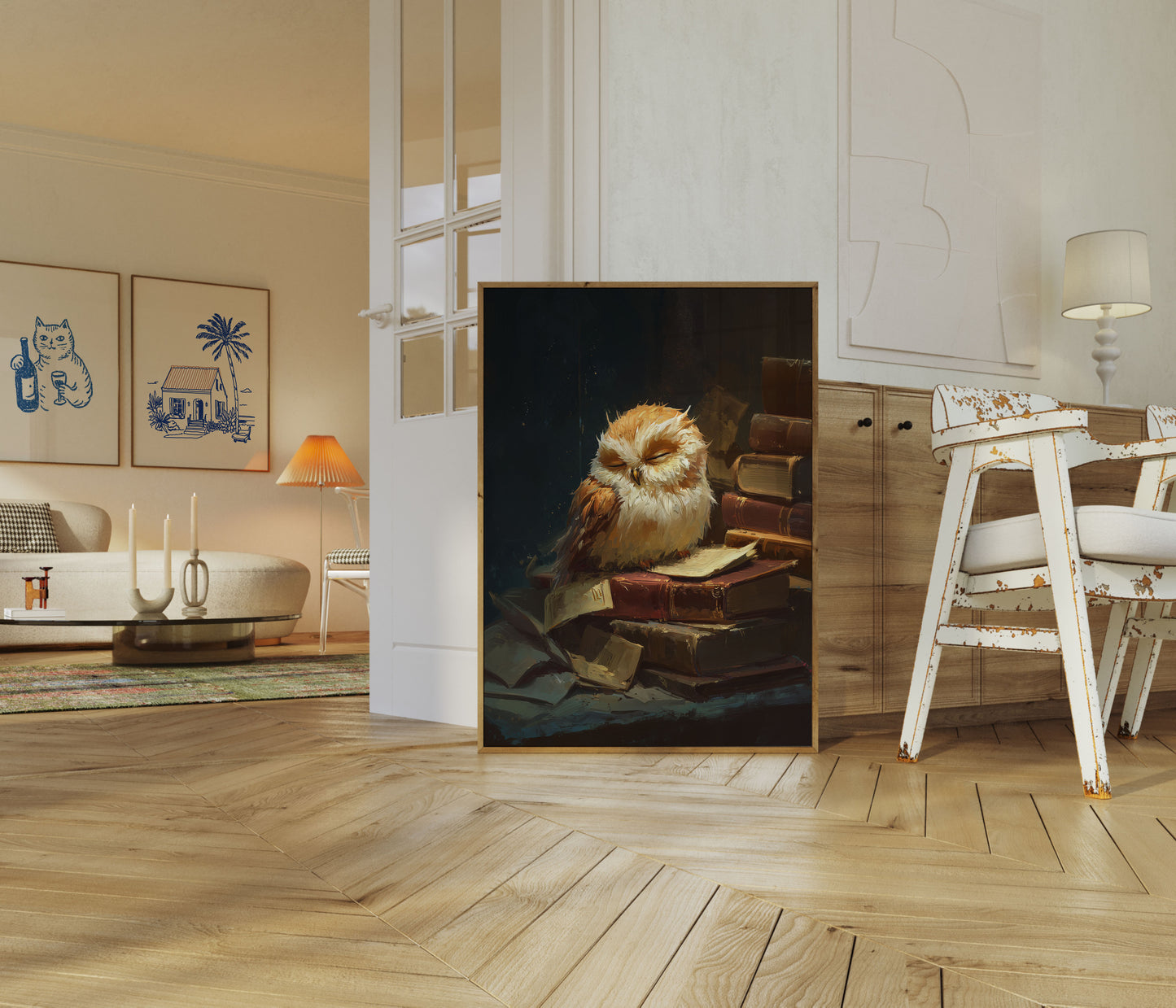 Scholarly Owl Among Books Poster