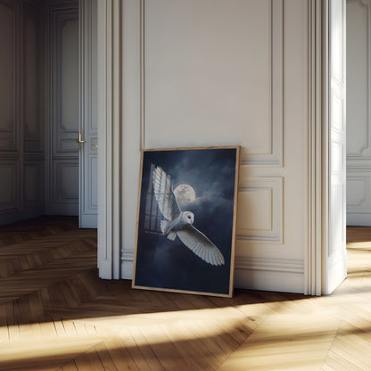 Barn Owl Moonlight Flight Poster