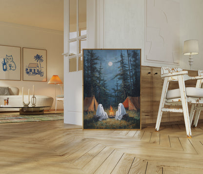 Spookachtige Kampvuur Geest Camping Poster