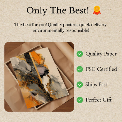 Abstract Liquid Gold Marble Poster