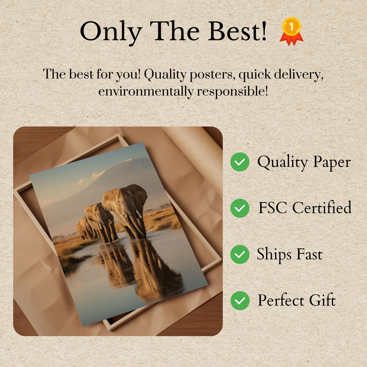 Majestic Elephants Watering Hole Poster