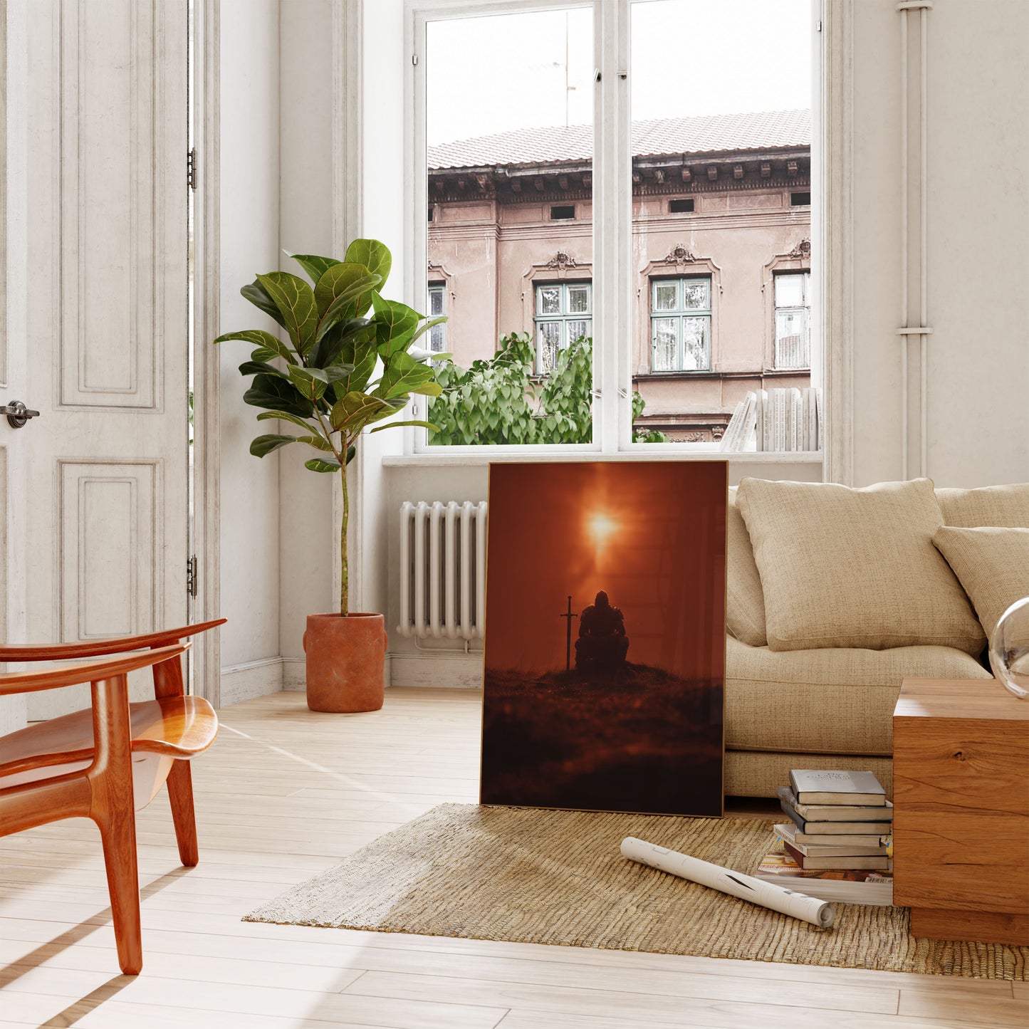 Guerrero Caballero Medieval Atardecer Poster