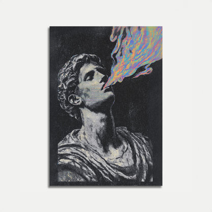 Klassische Statue mit digitaler Energie Poster