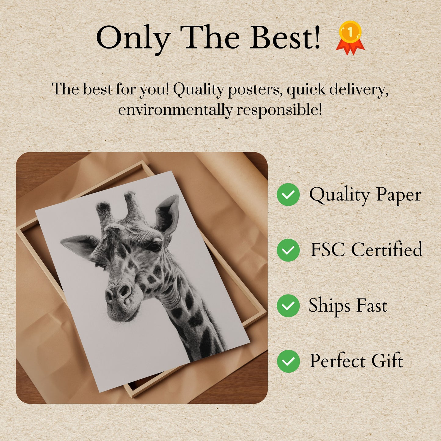 Elegant Giraffe Black and White Poster