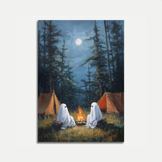 Spooky Campfire Ghost Camping Poster