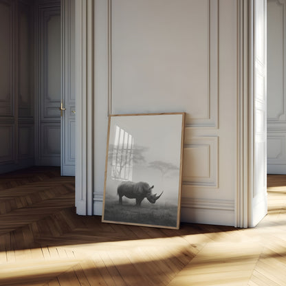 Misty Rhino Savanna Poster