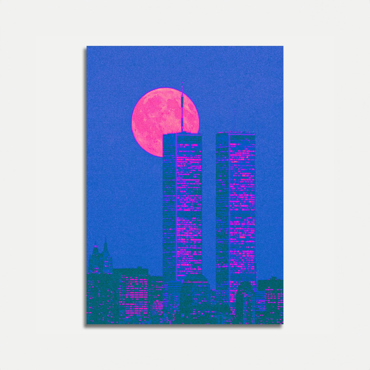 Pôster Neon da Paisagem Lunar da Cidade