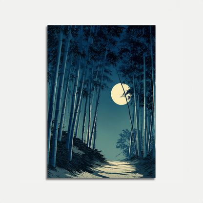 Cartel del Bosque de Bambú Iluminado por la Luna
