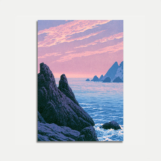 Coastal Rocks at Sunset Poster