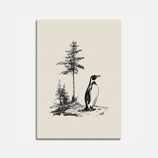 Penguin and Pine Forest Poster