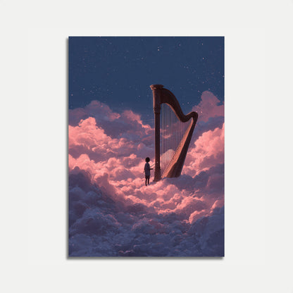 Celestial Harp in Clouds Poster