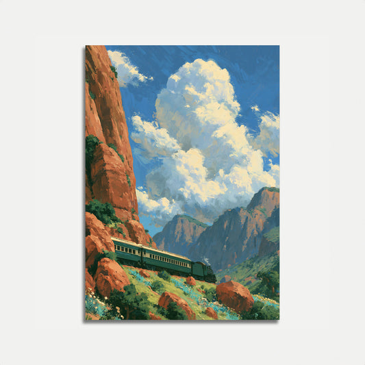 Mountain Train Journey Poster