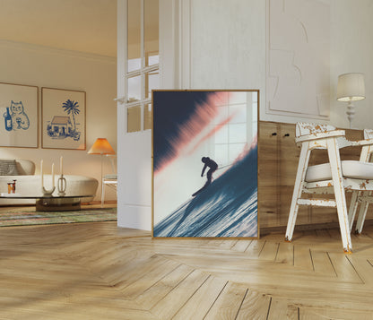 Silhouette Mountain Ski Poster