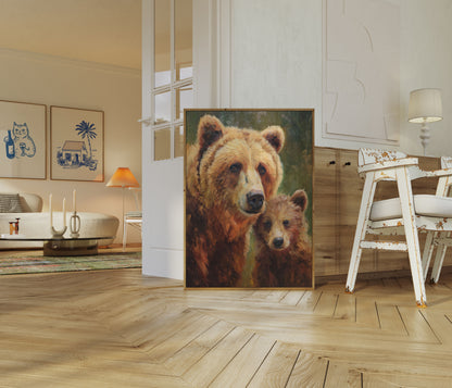 Poster Ritratto Mamma Orsa e Cucciolo