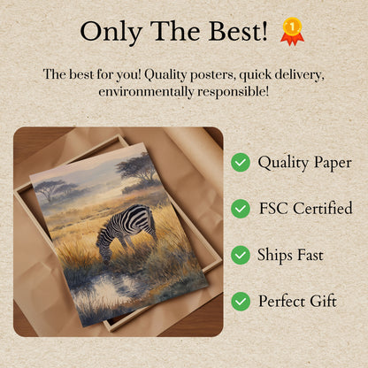 Serene Zebra Watercolor Poster