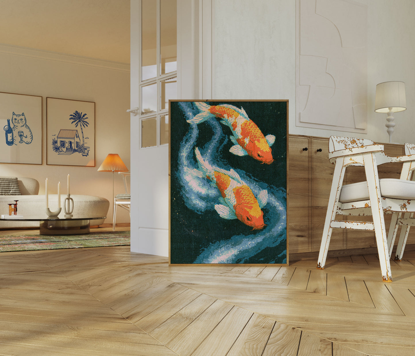 Koi-Karpfen im Wasser Poster