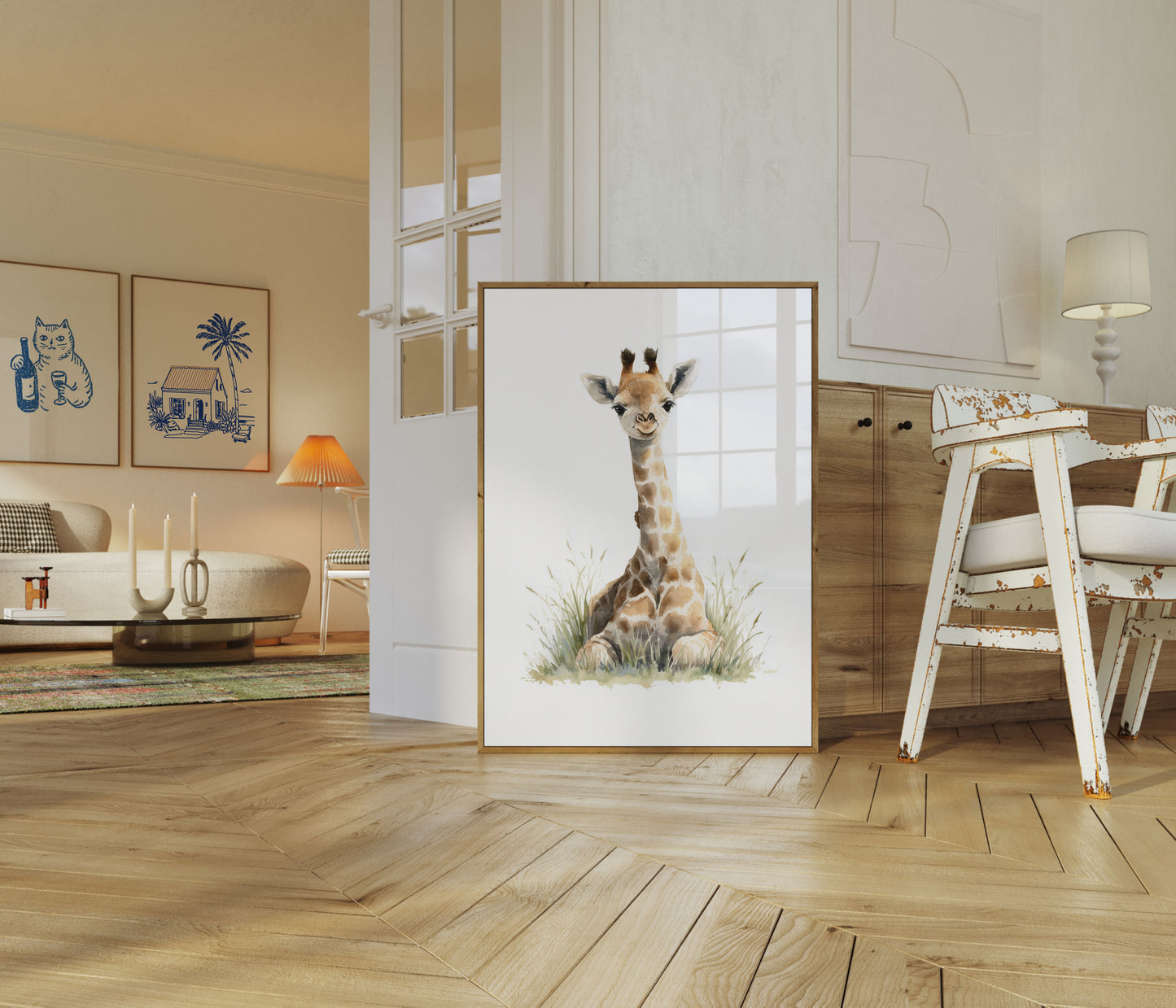 Baby Giraffe Sitting Poster