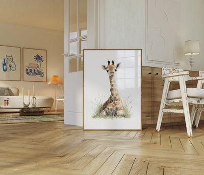 Baby Giraffe Sitting Poster